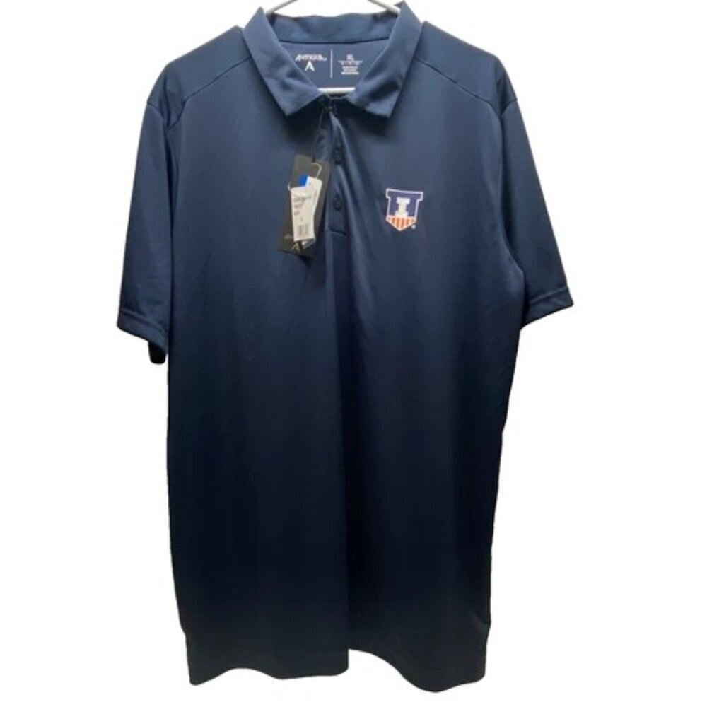 llinois‎ Fighting Illini Antigua Polo Shirt Men's XL Navy Blue Performance NWT